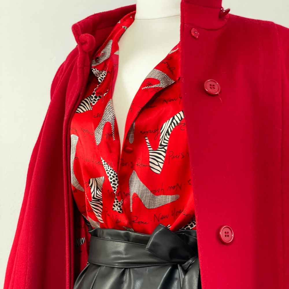 Vintage Silk Red Blouse with Pump Heels pattern